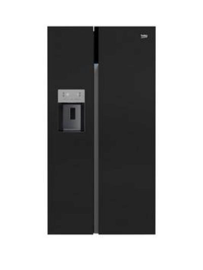 Beko Asgn542B American Style Fridge Freezer With Non-Plumbed Water And Ice - Black